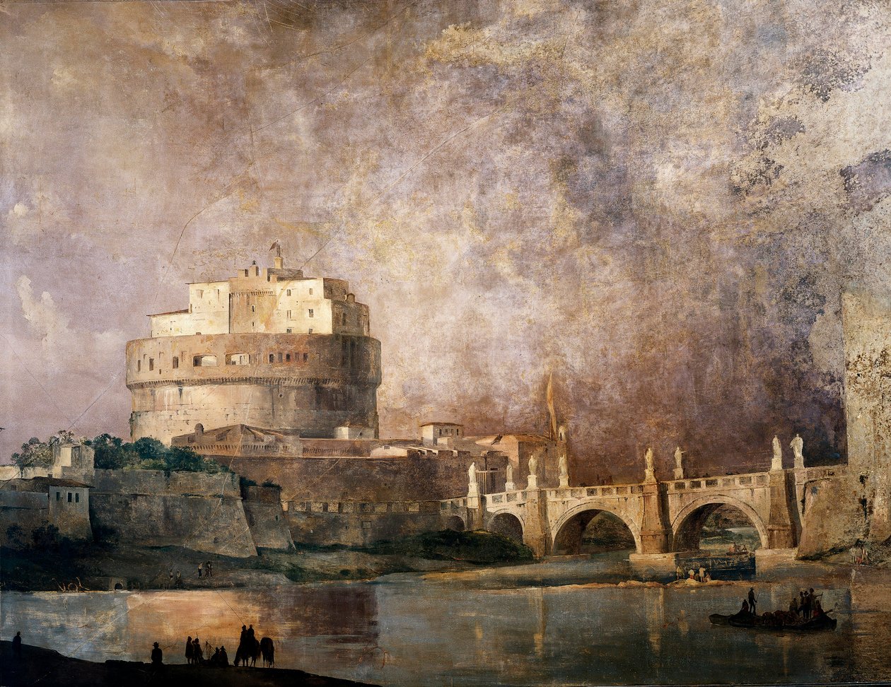 قلعة سانت أنجيلو (سانت أنجيلو) في روما. لوحة إيبوليتو كافي (1809-1866) ، زيت على قماش ، منتصف القرن التاسع عشر بواسطة إيبوليتو كافي