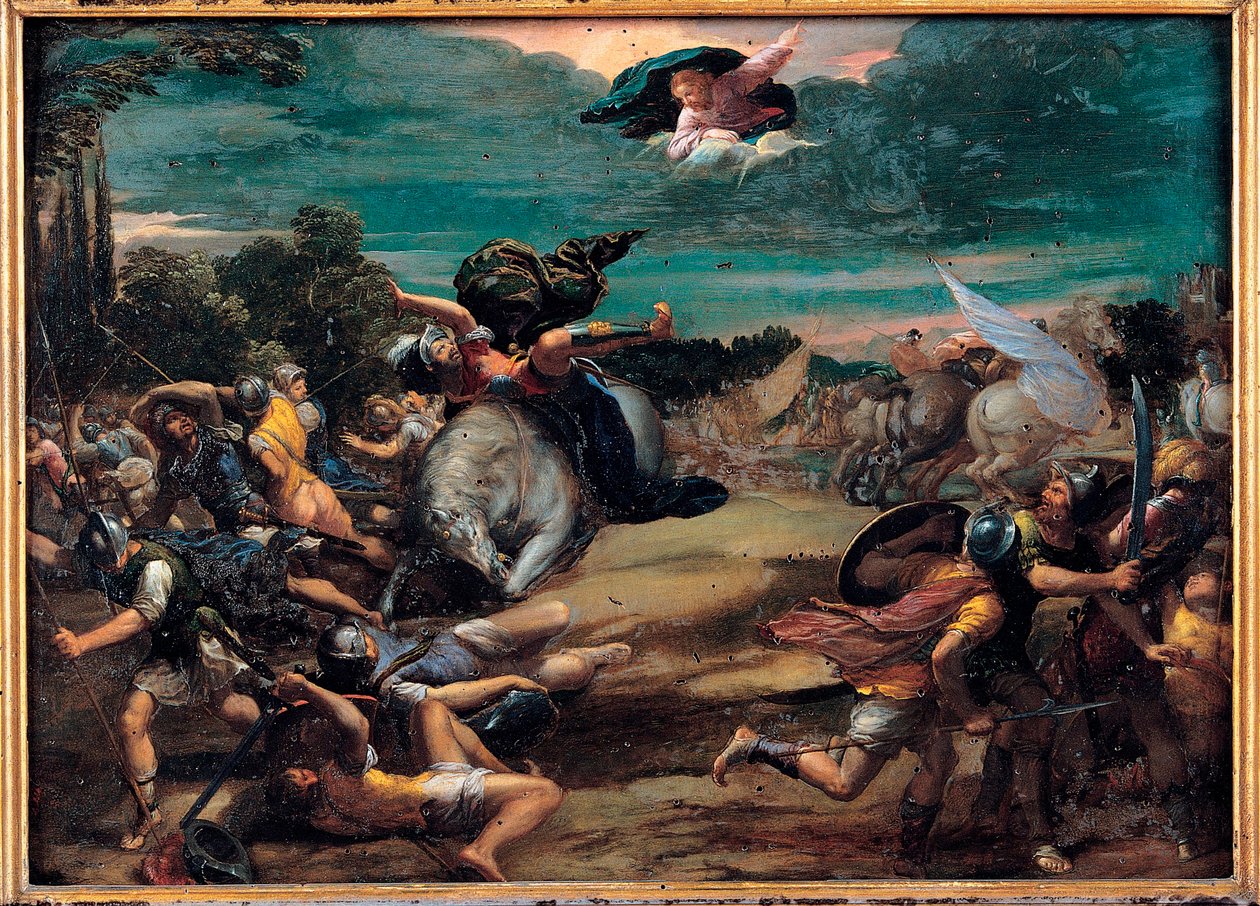 La convert sur le chemin de Damas (القديس بول) - التحويل في الطريق إلى دمشق - رسم إيبوليتو سكارسلينو (سكارسيلا) (1551-1620) ، زيت على خشب 1590-1595 (39x55 سم) - متحف كابيتوليني ، روما بواسطة إيبوليتو سكارسيلا