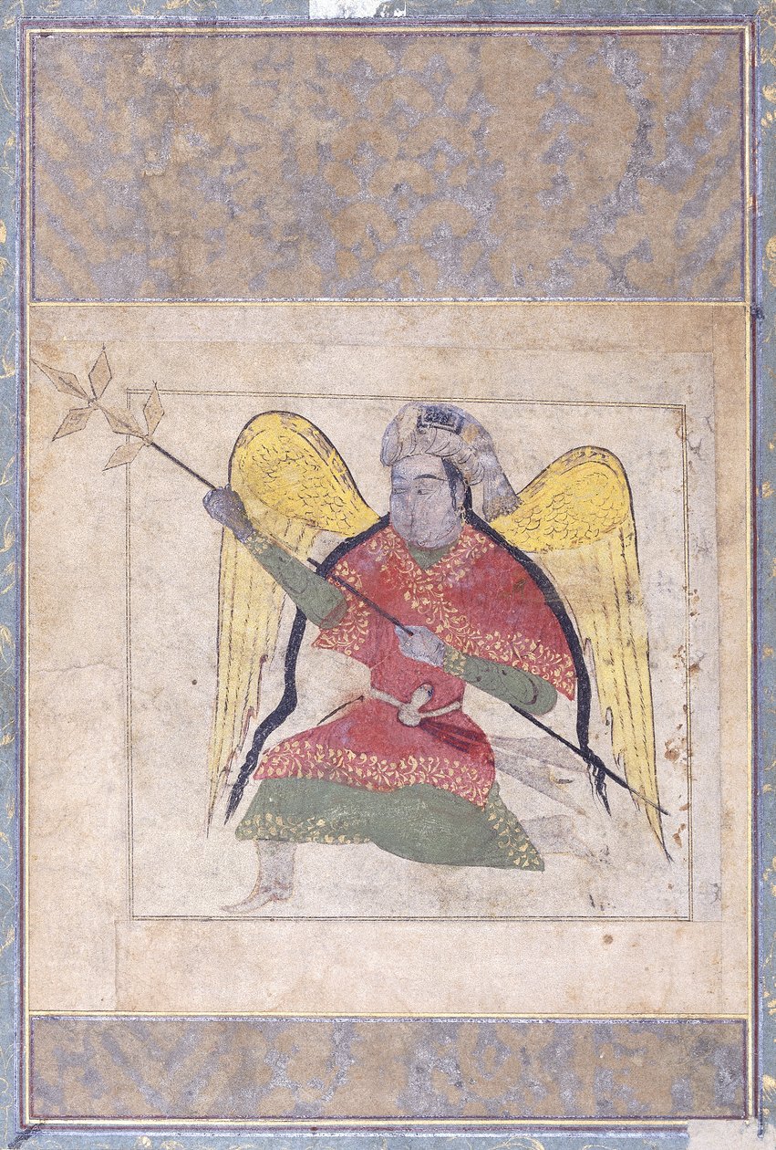 ملاك يرتدي عمامة ، يحمل طاقمًا ، c.1370-80 بواسطة المدرسة العراقية