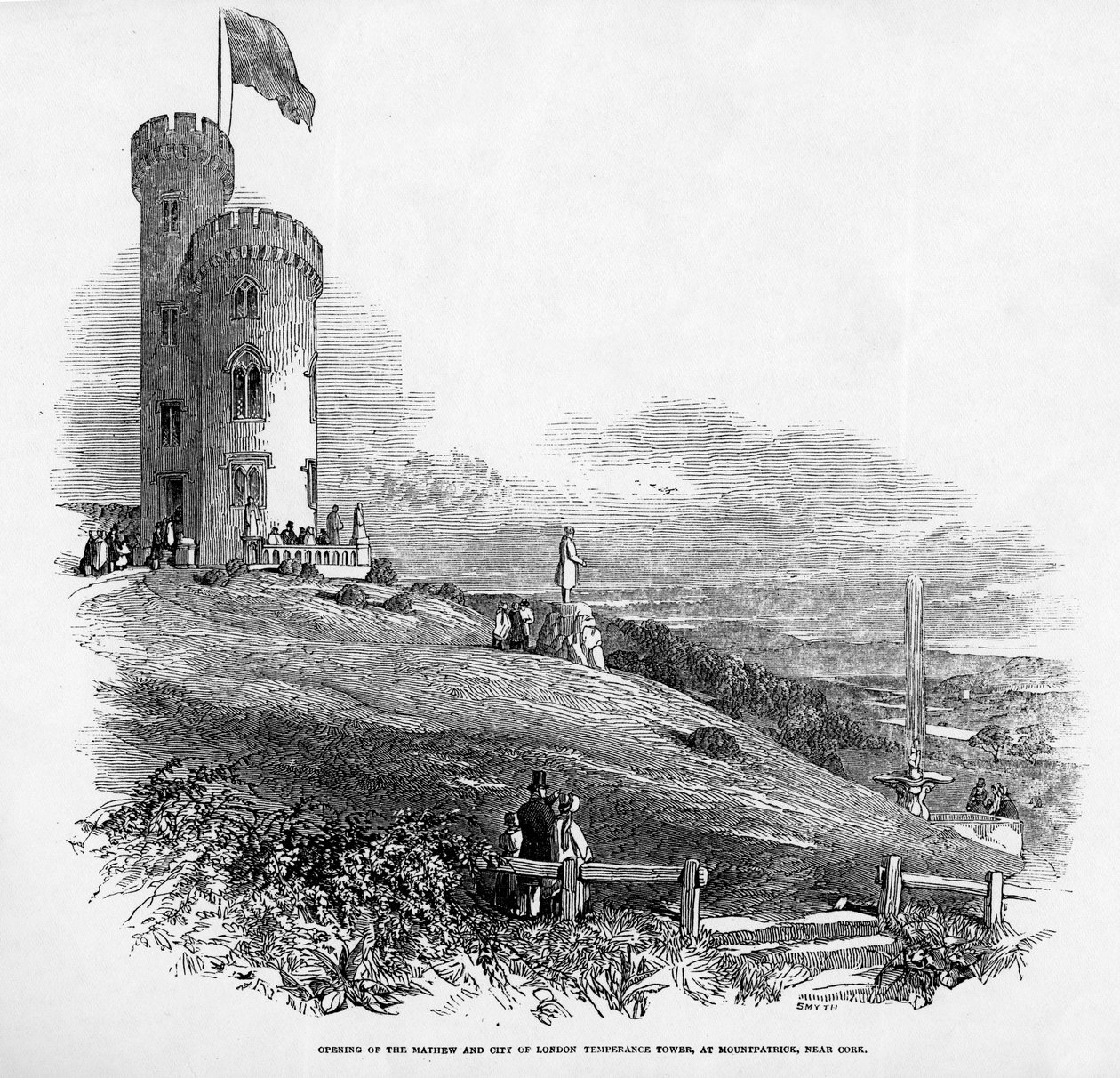 افتتاح برج ماثيو ومدينة لندن ، في جبل باتريك ، بالقرب من كورك ، 1846 بواسطة المدرسة الايرلندية