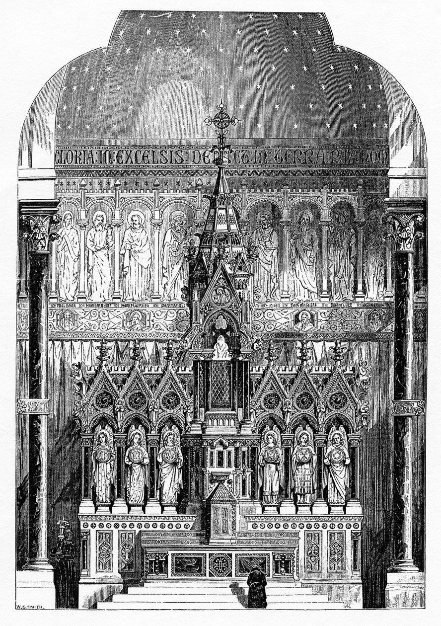 المذبح العالي للقديس ألفونس Liguori ، ليميريك ، أيرلندا ، رسم توضيحي من &39;The Builder&39; ، 1865 بواسطة المدرسة الايرلندية