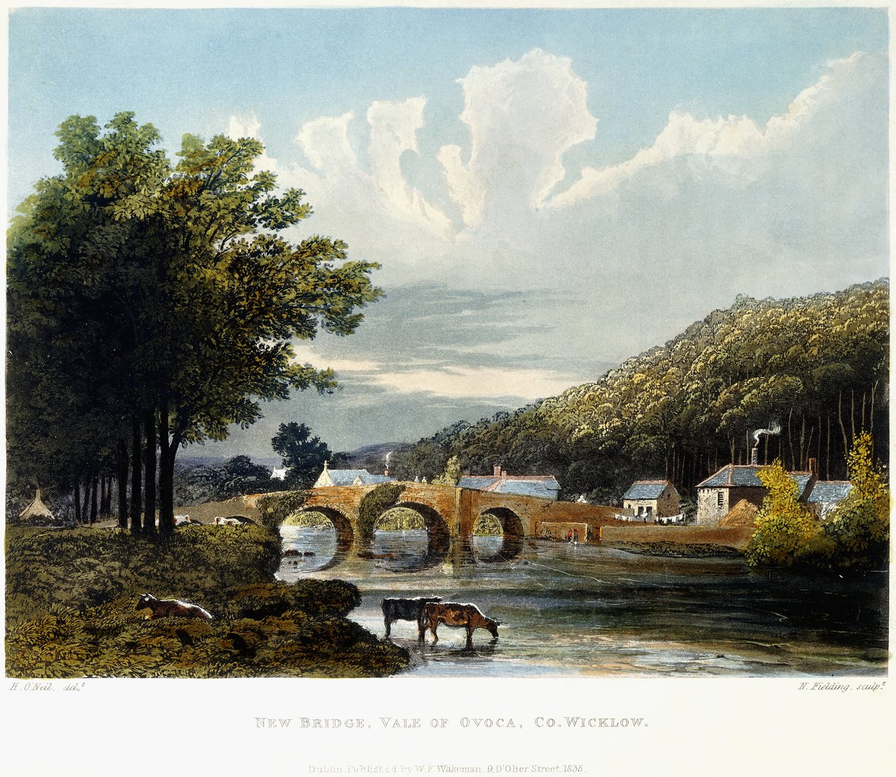 الجسر الجديد ، فيل أوف أوفوكا ، شركة ويكلو ، 1835 بواسطة المدرسة الايرلندية