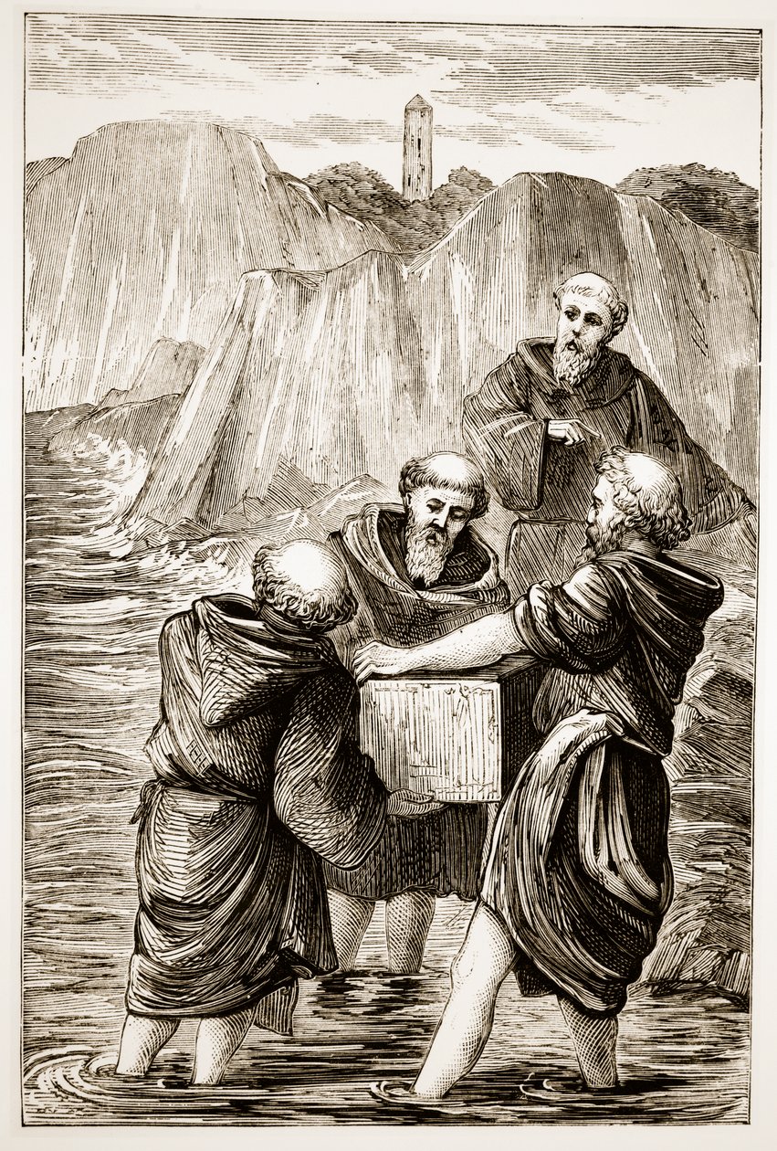 صندوق سانت بريجز ، من The Trias Thaumaturga ، أو ثلاثة القديسين العاملين في أيرلندا ، بقلم ماري كوساك (1829-1899) المنشورة في 1890s بواسطة المدرسة الايرلندية