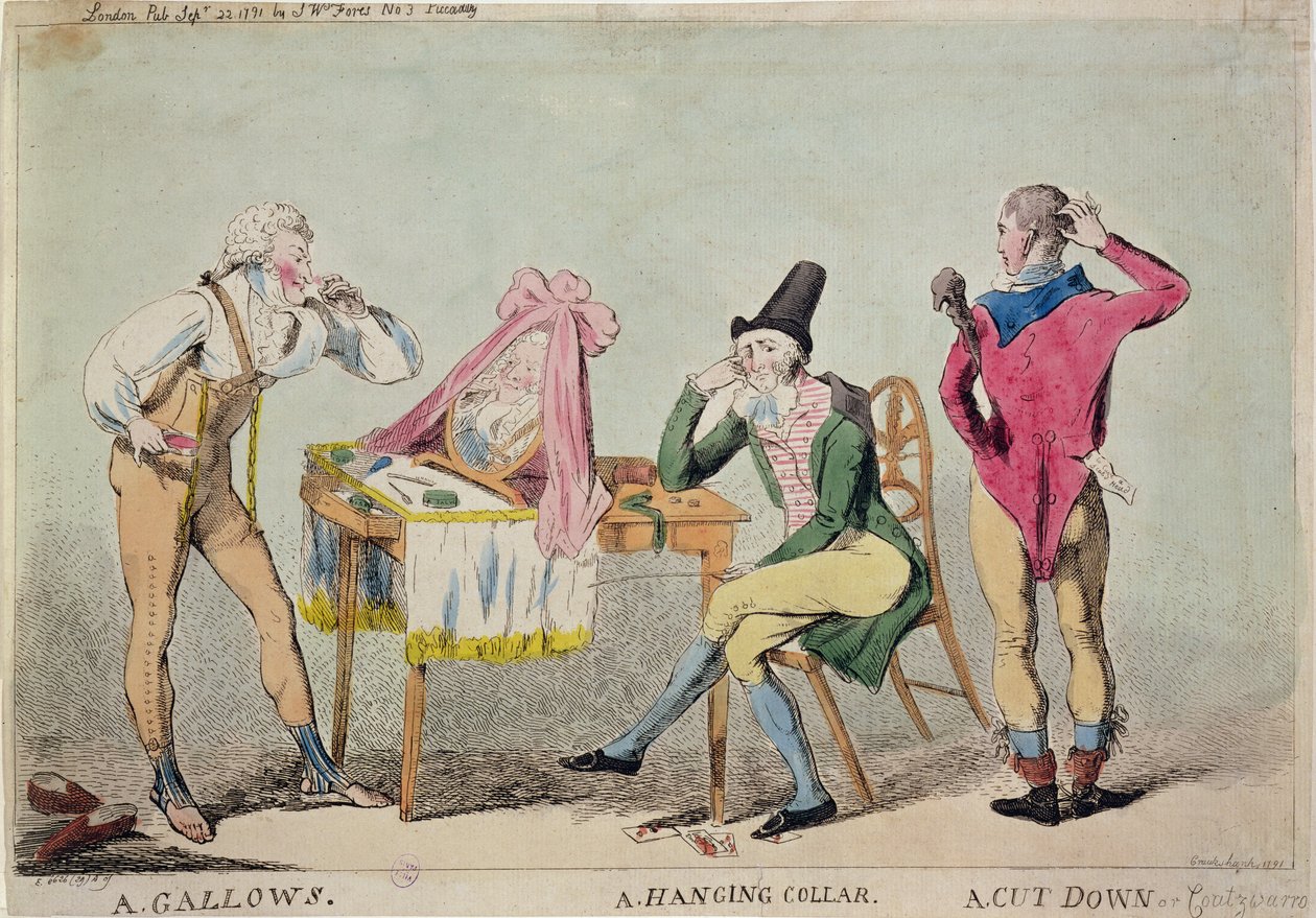 كارتون المغتربين الأرستقراطيين الفرنسيين في إنجلترا خلال الثورة ، 1791 بواسطة إسحاق كروكشانك