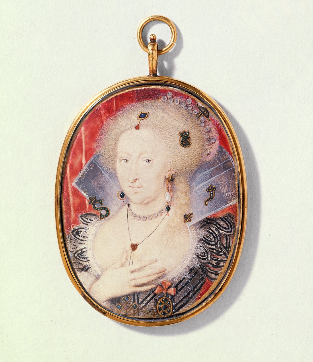 بورتريه آن الدنمركي ، c1612 (مرحاض على الرق) بواسطة إسحاق أوليفر