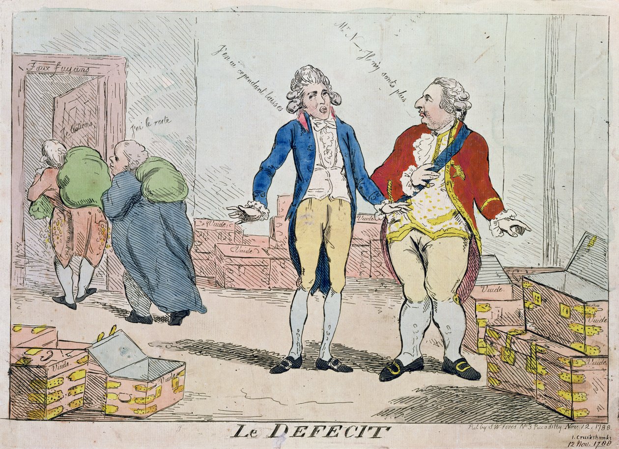 Le Deficit ، 1788 (النقش الملون) بواسطة إسحاق روبرت كروكشانك