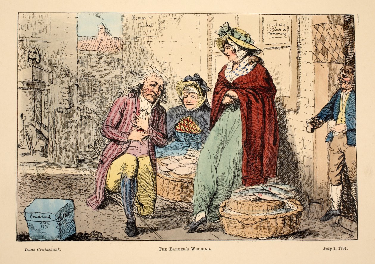 حفل زفاف الحلاقين. 1791 (نقش يدوي) بواسطة إسحاق روبرت كروكشانك