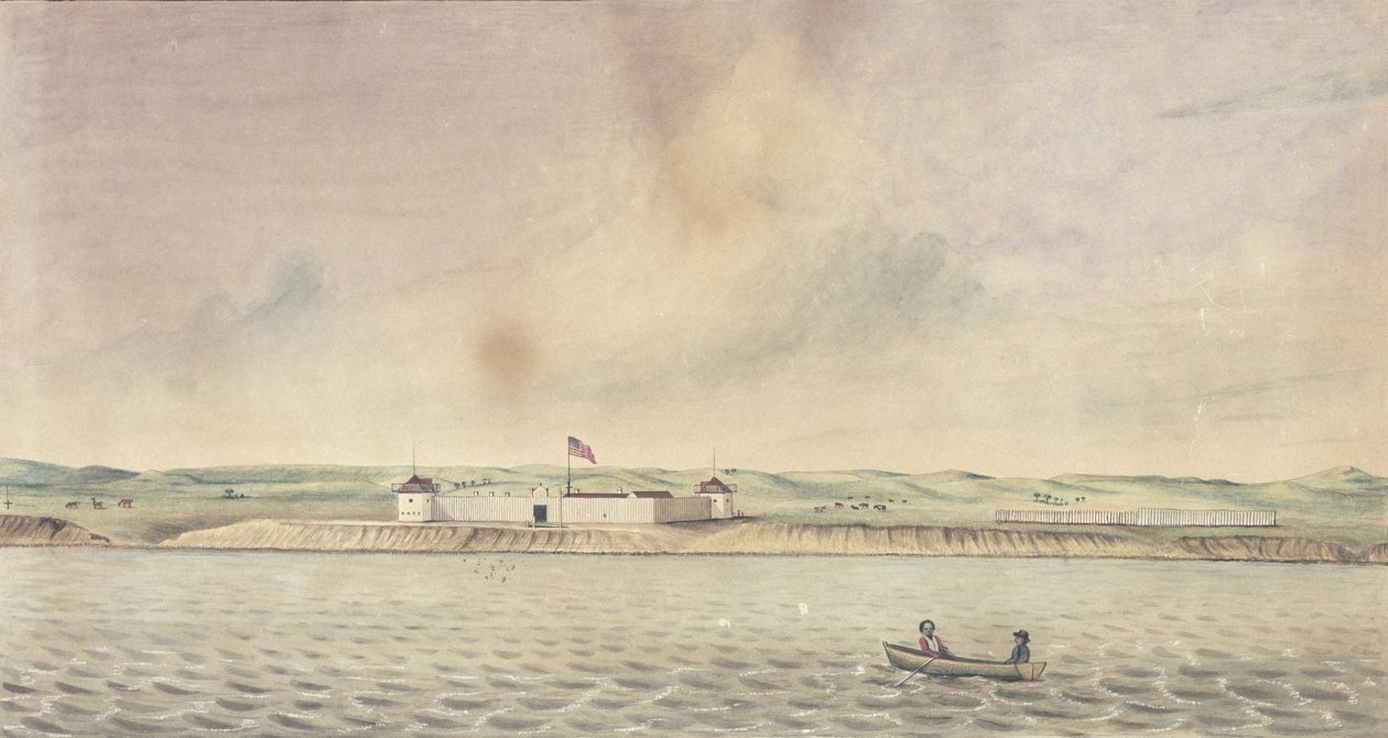 فورت يونيون ، ميسوري ، 1843 (مرحاض ، حبر وجرافيت على ورق) بواسطة إسحاق سبراج