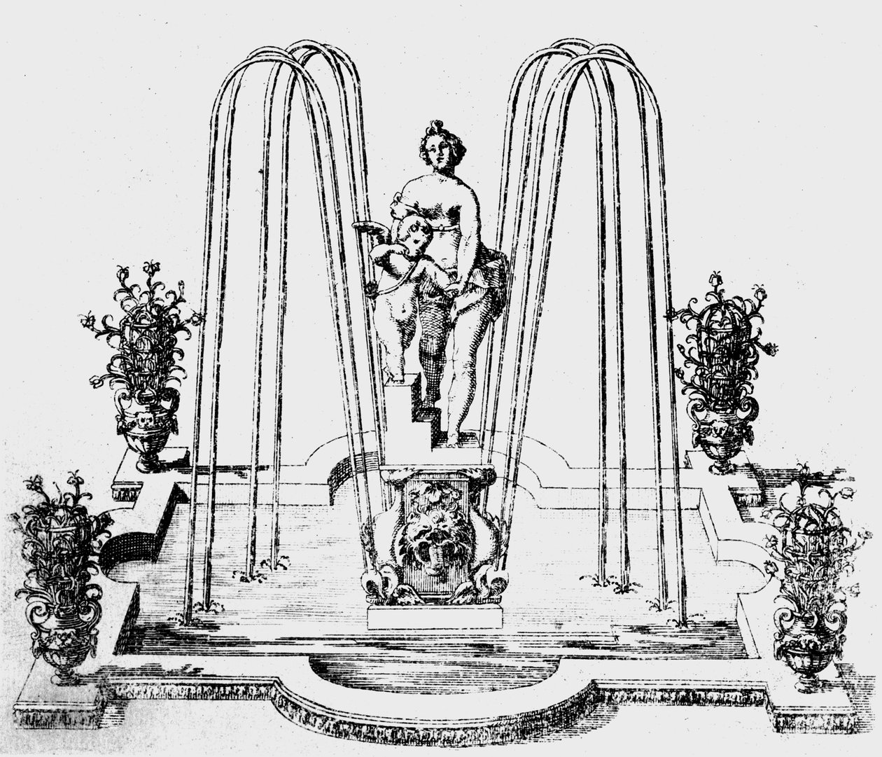 تصميم نافورة من "حدائق ويلتون" ، ص 1645 بواسطة إسحاق دي كوز