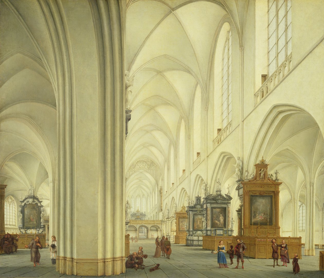 داخل كاتدرائية أنتويرب ، c.1668 بواسطة إسحاق فان نيكل