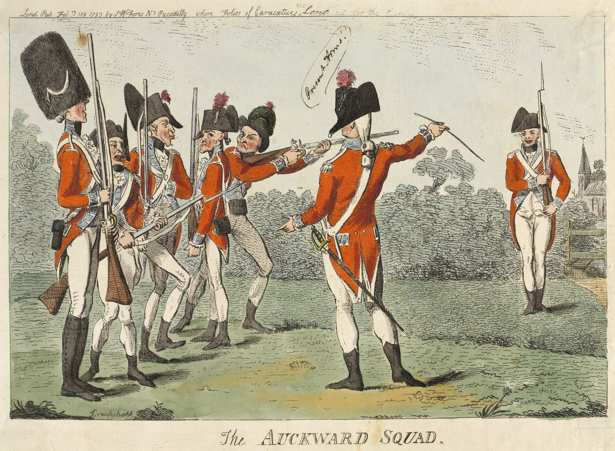 فرقة Auckward ، 1793 (النقش الملون) بواسطة إسحاق كروكشانك