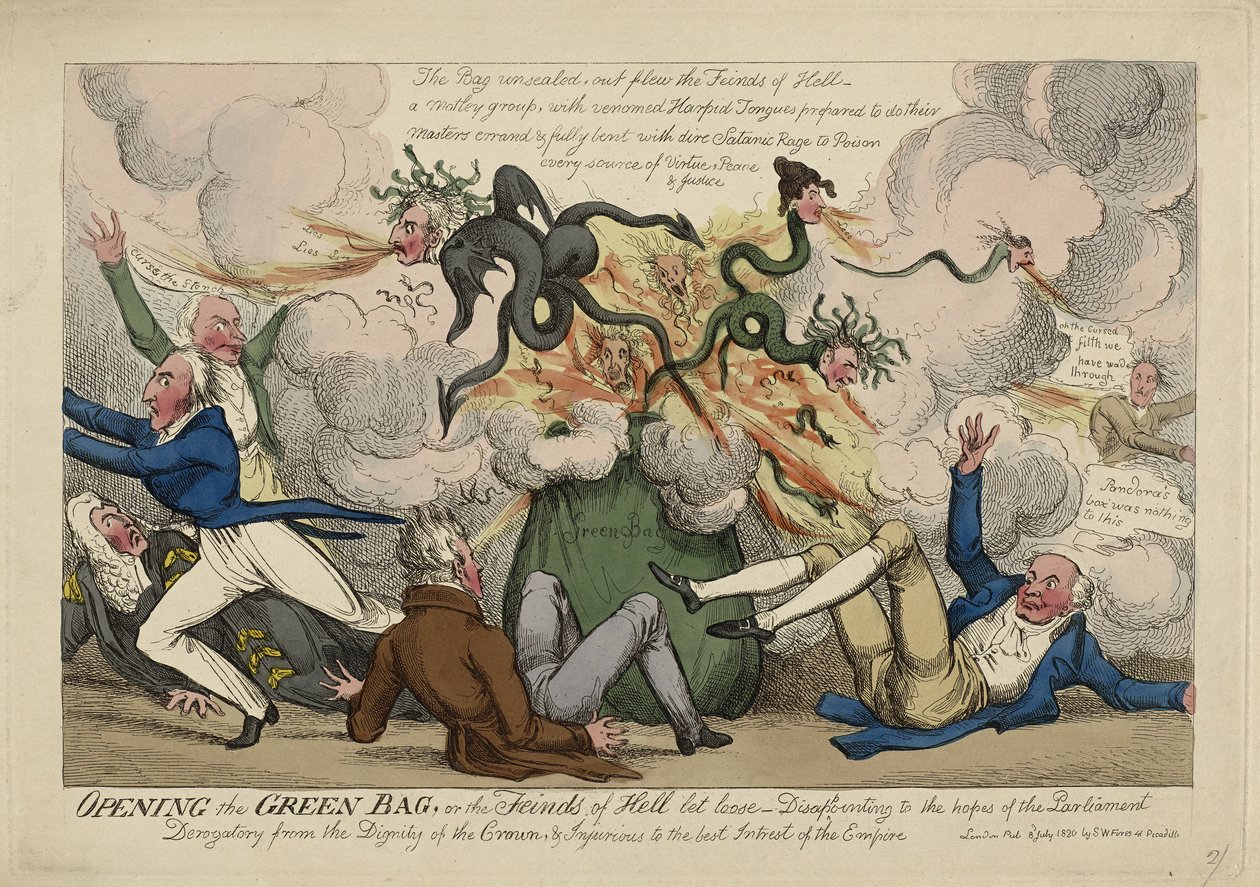 فتح الحقيبة الخضراء بواسطة إسحاق روبرت (Attr. To) Cruikshank