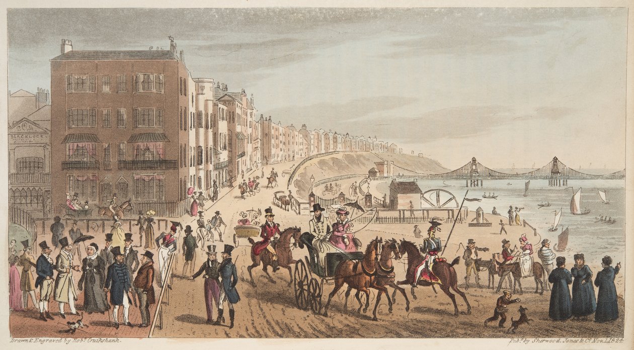 نشرت شخصيات على Steyne ، برايتون ، من The English Spy 1824 بواسطة إسحاق روبرت كروكشانك