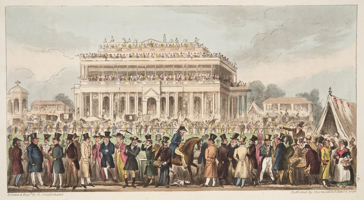 دورة دونكاستر للسباق خلال سباق القديس العظيم ليجيه ، 1824 ، من The English Spy ، حانة. 1824 (نقش يدوي) بواسطة إسحاق روبرت كروكشانك