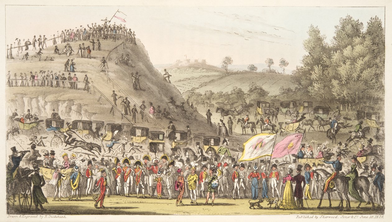 إيتون مونتيم ، والجبل ، سولت هيل ، من The English Spy ، حانة. 1824 (نقش يدوي) بواسطة إسحاق روبرت كروكشانك