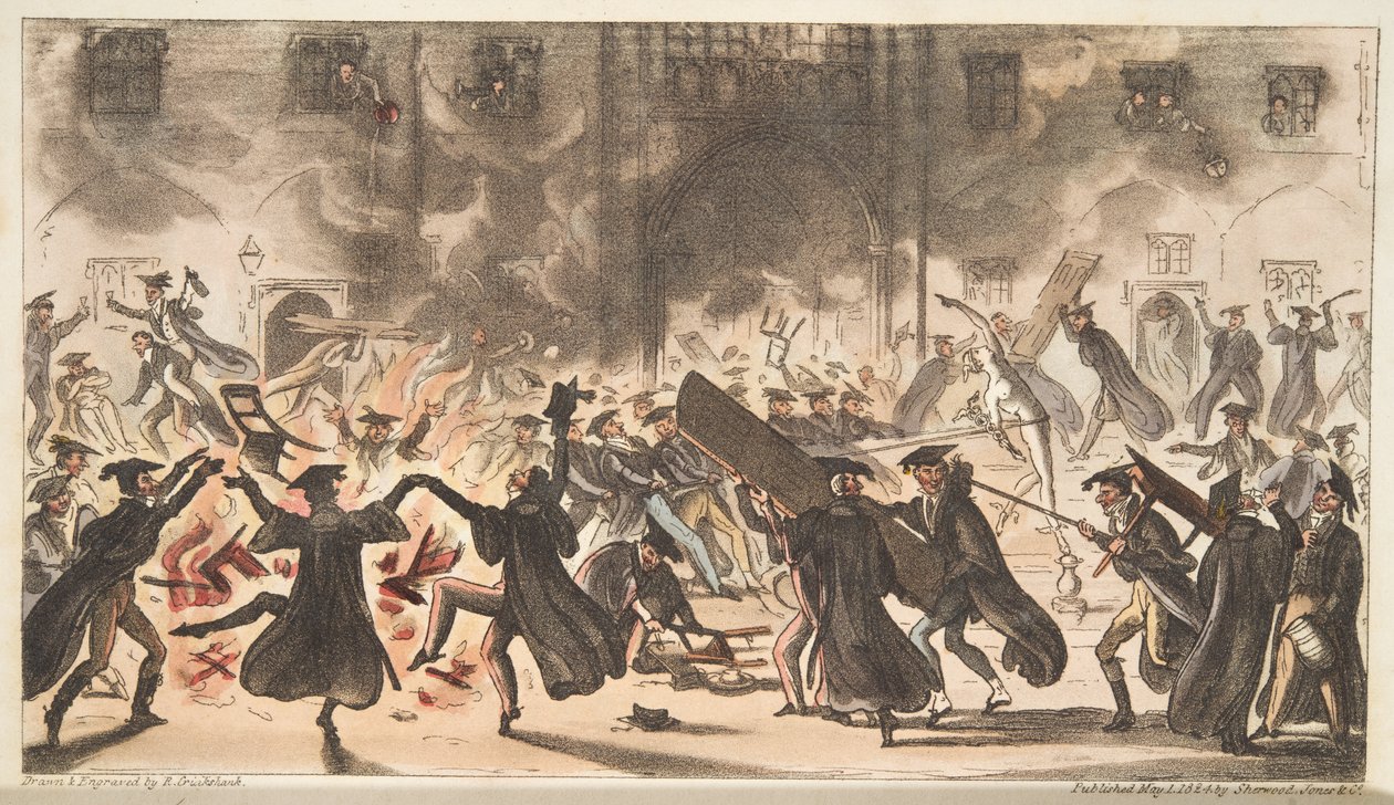 أرضيات عطارد ، أو حرق السنديان ، من The English Spy ، حانة. 1824 (نقش يدوي) بواسطة إسحاق روبرت كروكشانك