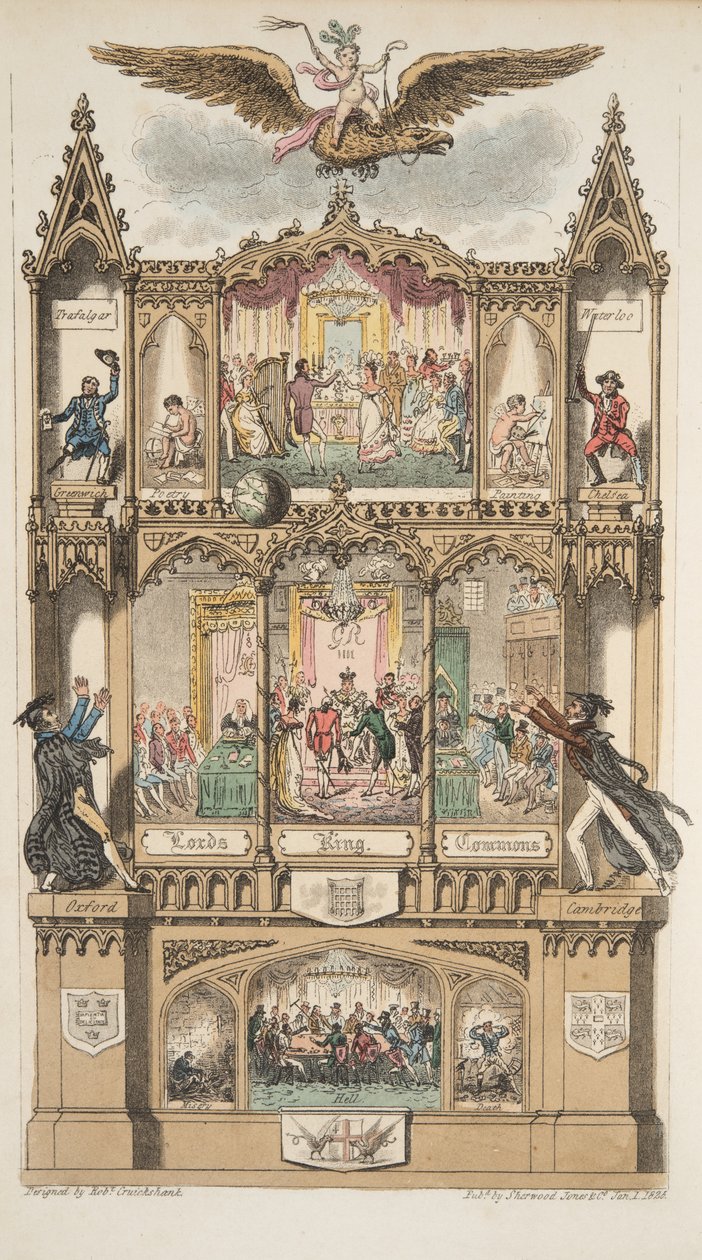 الواجهة ، من The English Spy ، حانة. 1824 (نقش يدوي) بواسطة إسحاق روبرت كروكشانك