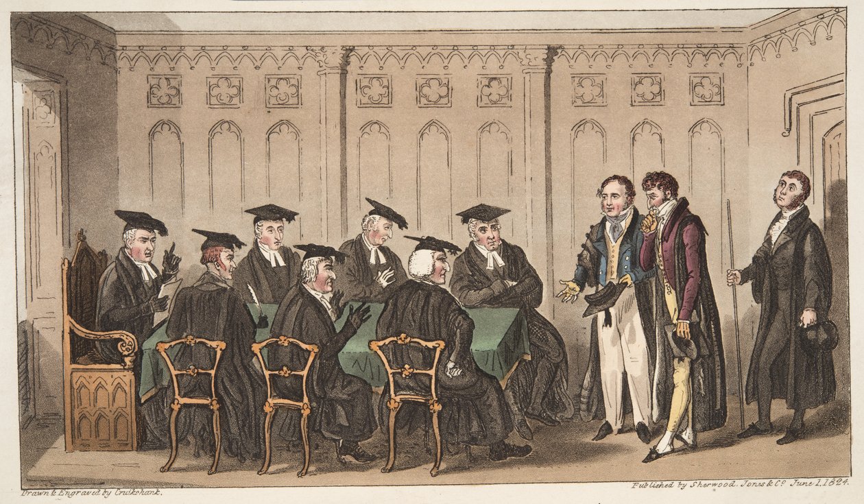 الجلجثة ، أو مكان الزورق ، من حانة الجاسوس الإنجليزي. 1824 (نقش يدوي) بواسطة إسحاق روبرت كروكشانك