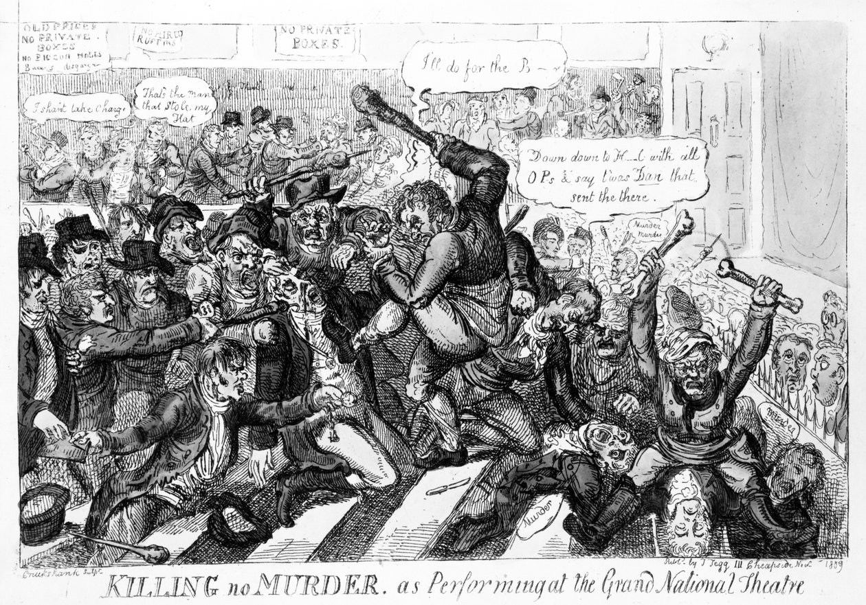 قتل لا القتل ، كما يؤدي في المسرح الوطني الكبير ، 1809 بواسطة إسحاق روبرت كروكشانك