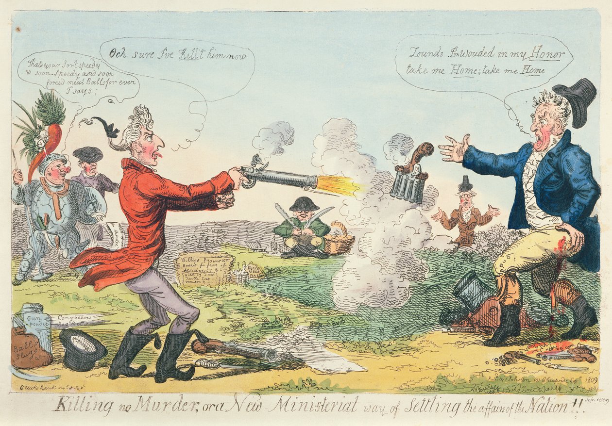 لم يقتلوا ، أو طريقة وزارية جديدة لتسوية شؤون الأمة! ، 1809 (النقش الملون) بواسطة إسحاق روبرت كروكشانك