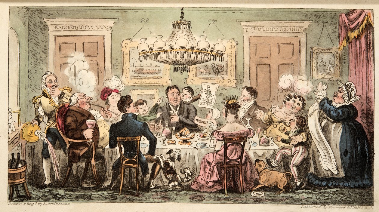 ليستون ولامبكينز أو حفل عشاء المواطنين ، من The English Spy ، حانة. 1824 (نقش يدوي) بواسطة إسحاق روبرت كروكشانك