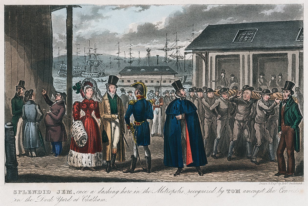 جم رائع بين المدانين في حوض السفن البحرية في تشاتام ، كينت ، 1821 بواسطة إسحاق روبرت كروكشانك