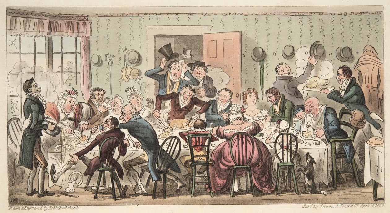 The Cits Sunday Ordinary at the Gate House Highgate ؛ أو ، كل خنزير إلى تفاحه الخاص ، من The English Spy ، حانة. 1824 (نقش يدوي) بواسطة إسحاق روبرت كروكشانك