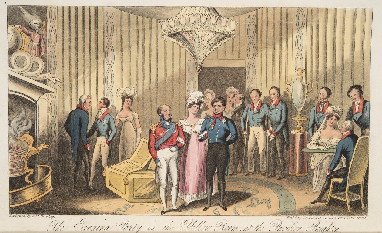 الحفلة المسائية في الجناح ، برايتون ، من The English Spy ، حانة. 1824 (نقش يدوي) بواسطة إسحاق روبرت كروكشانك