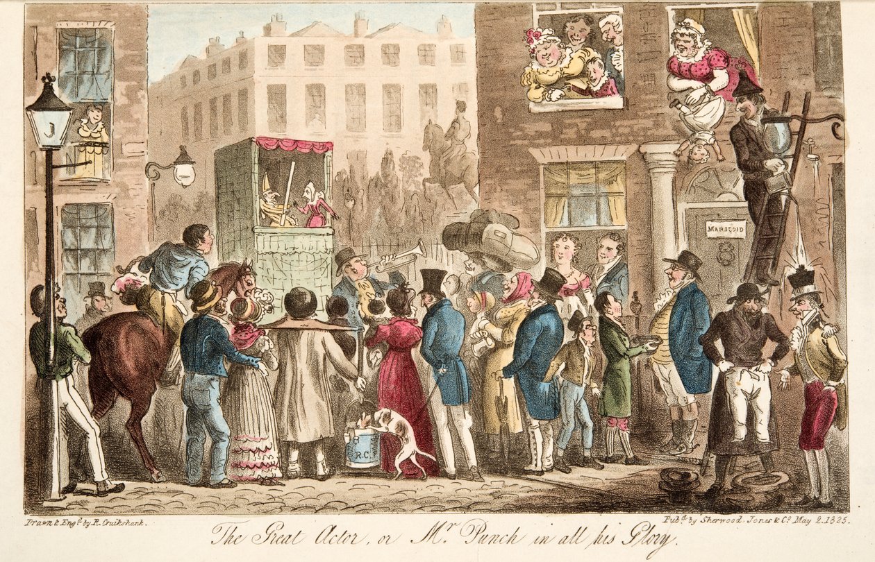الممثل العظيم ، أو السيد بانش في كل مجده ، من حانة الجاسوس الإنجليزي. 1824 (نقش يدوي) بواسطة إسحاق روبرت كروكشانك