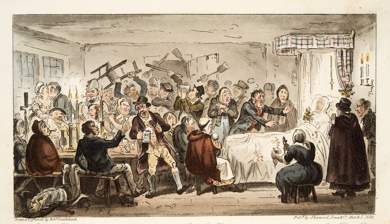 الاستيقاظ - أو آخر ظهور لتيدي أورافيرتي ، مشهد في الأرض المقدسة ، من حانة The English Spy. 1824 (نقش ملون يدوي) بواسطة إسحاق روبرت كروكشانك