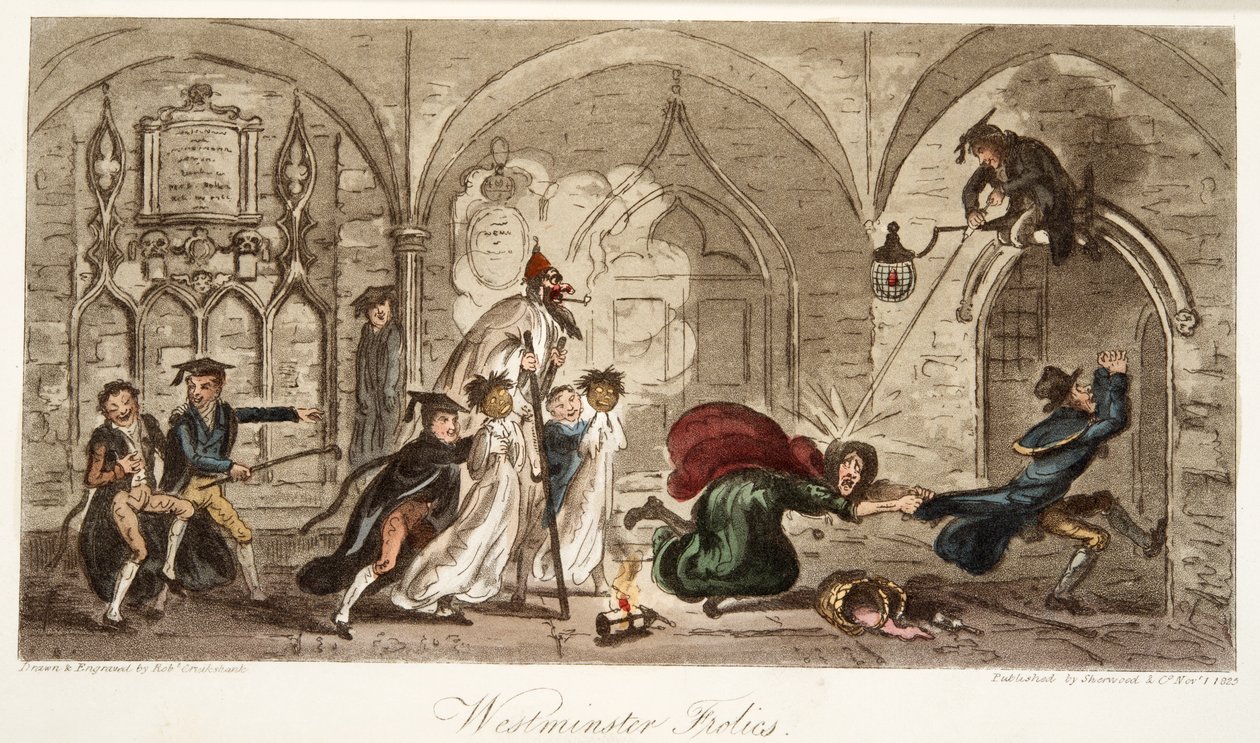 وستمنستر فروليكس ، من The English Spy ، حانة. 1824 (نقش يدوي) بواسطة إسحاق روبرت كروكشانك