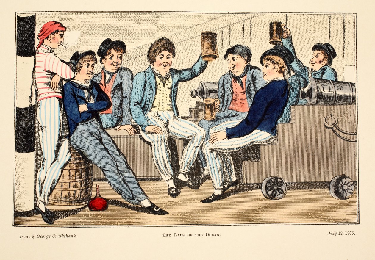 The Lads of the Ocean ، 1805 (نقش يدوي) بواسطة إسحاق وروبرت وجورج كروكشانك