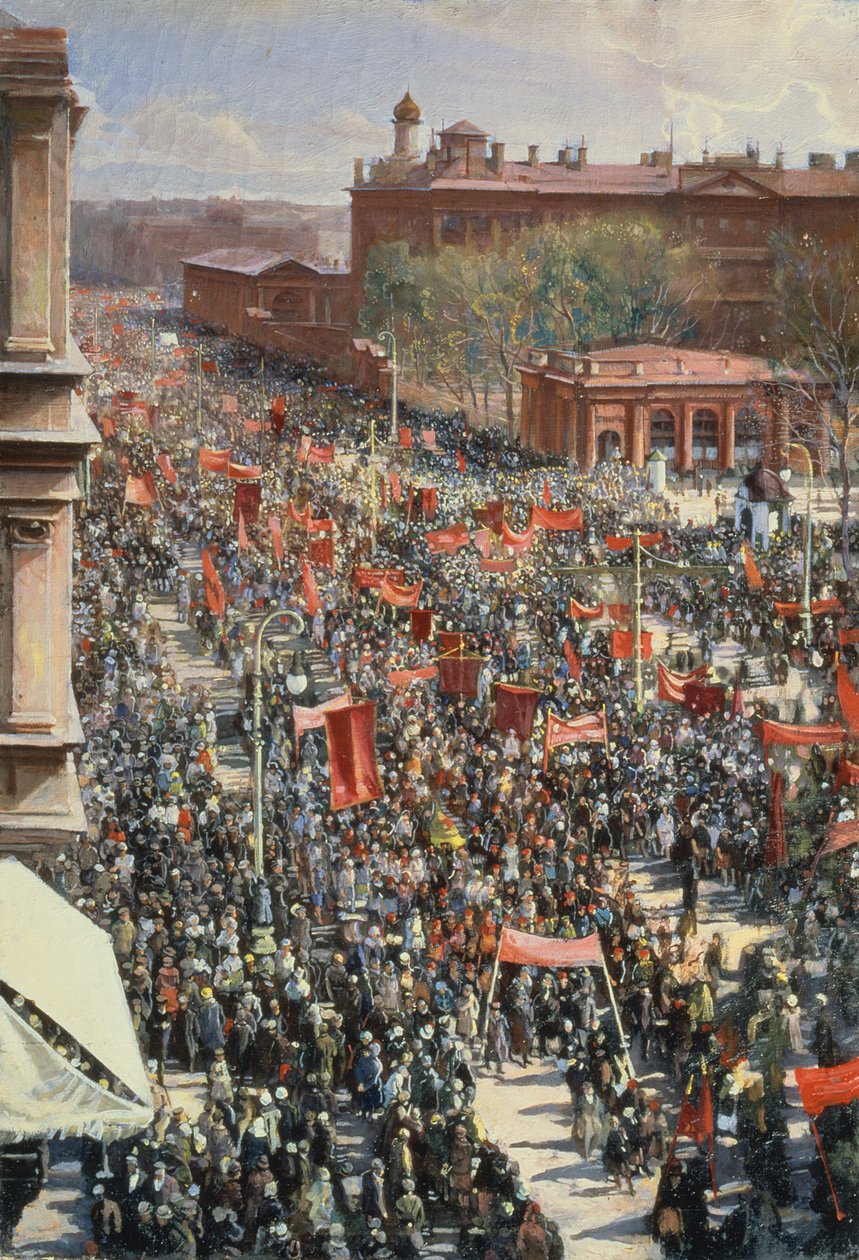 مظاهرة في شارع 25 أكتوبر ، رسم تخطيطي للرسم 1934 في معرض تريتياكوف ، 1930 بواسطة اسحق اسرائيل برودسكي