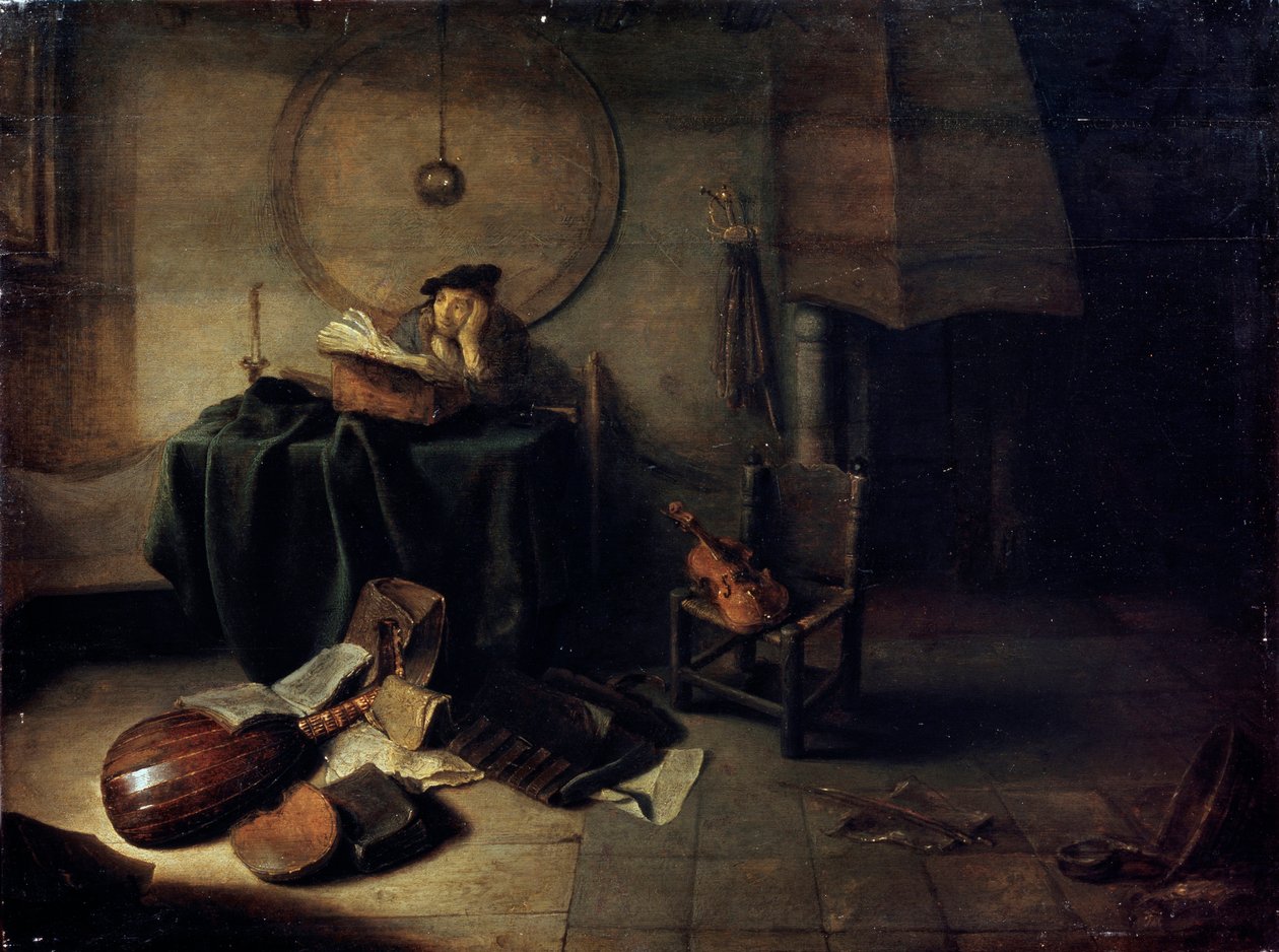 "Melancholy II عالم في مرسمه" ، لوحة هولندية من القرن السابع عشر بواسطة إسحاق دي جودرفيل