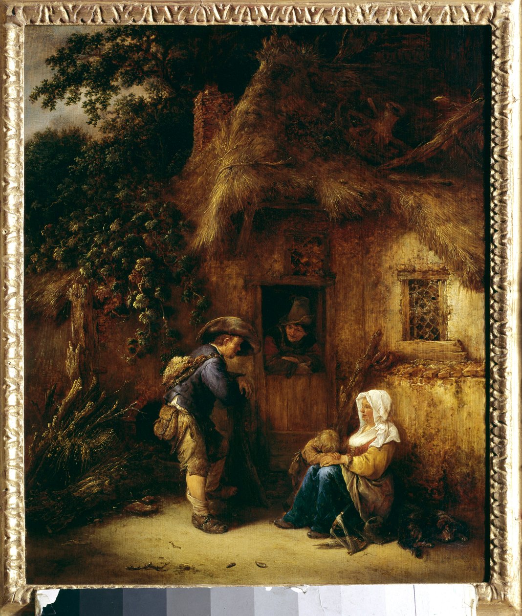 محادثة أمام منزل فلاح. اللوحة التي رسمها إسحاق فان أوستاد (1621-1649) بواسطة Isack van Ostade