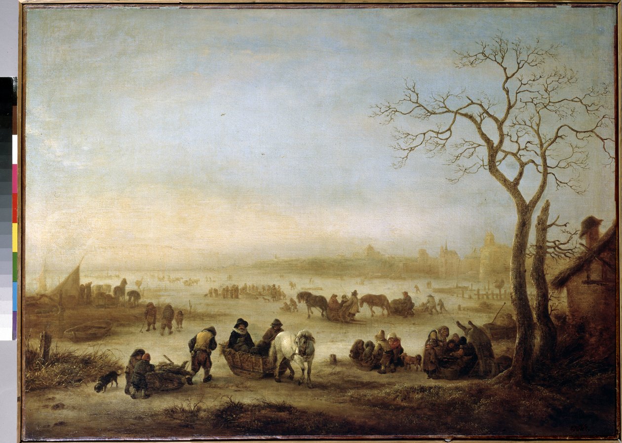 لاك أصفر (بحيرة مجمدة). بينتور دي إسحاق فان أوستادي (1621-1649) بواسطة Isack van Ostade