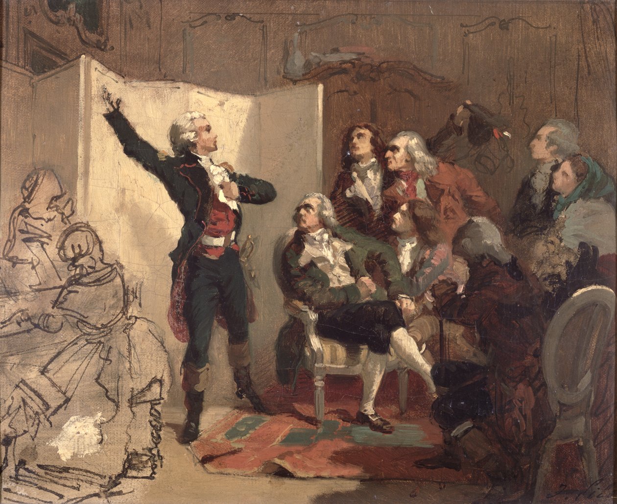 كلود جوزيف روجيت دي ليزلي (1760-1836) يغني مرسيليا في منزل ديتريش ، عمدة ستراسبورغ ، 26 أبريل 1792 (دراسة) بواسطة إيزيدور بيلز