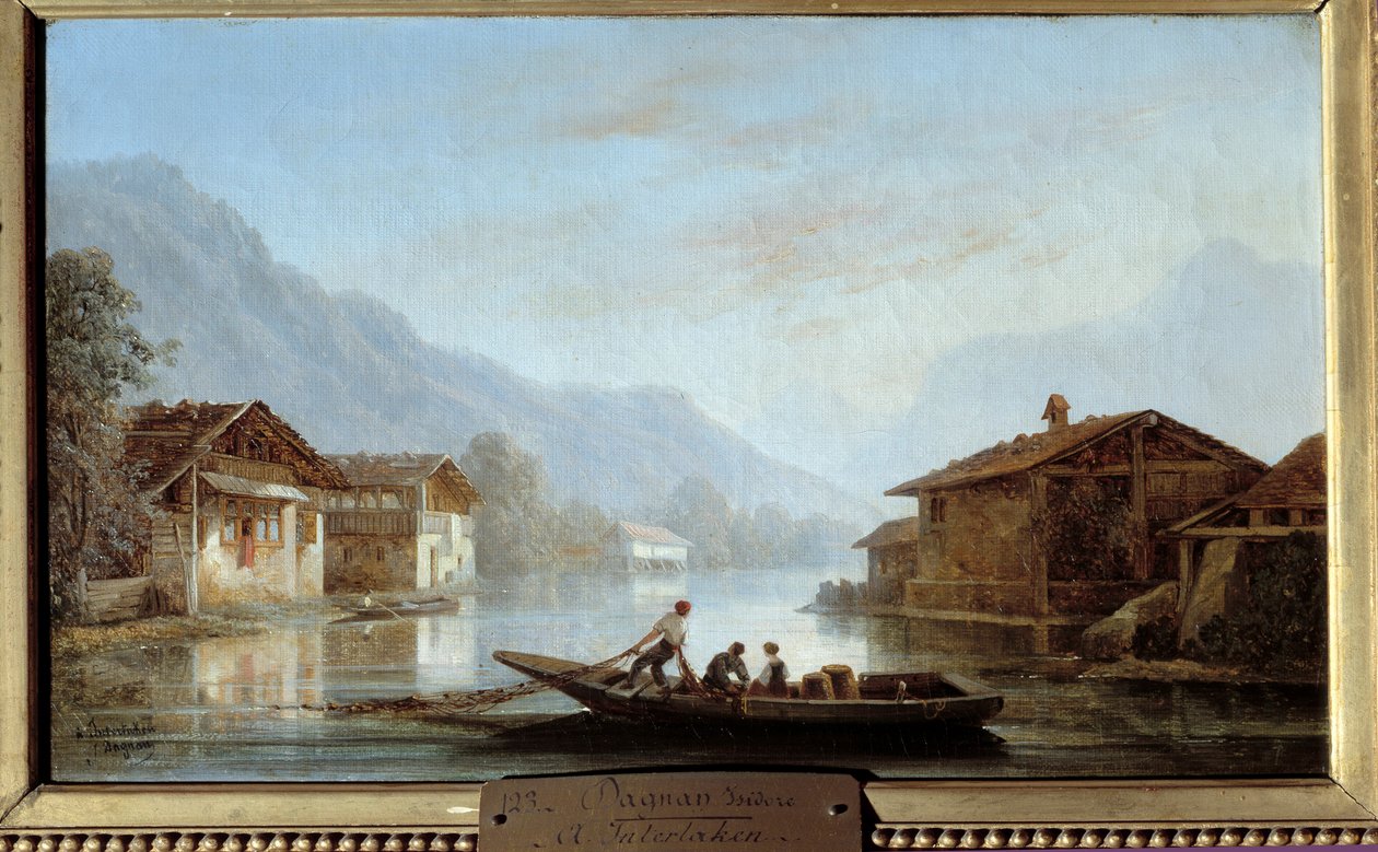 صيادون سويسريون في إنترلاكن. لوحة إيزيدور داجنان (1794-1873) بواسطة Isidore Dagnan