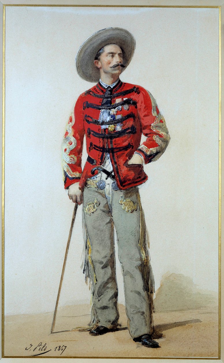 Expedition of Mexico (1861-1867): portrait of General Gaston Galliffet (1830-1909) in counter guerillero in Mexico. Watercolour by Isidore Alexandre Augustin Pils (1813-1875) 1867 Sun. 0,39x0,24 m. Paris, musee de l