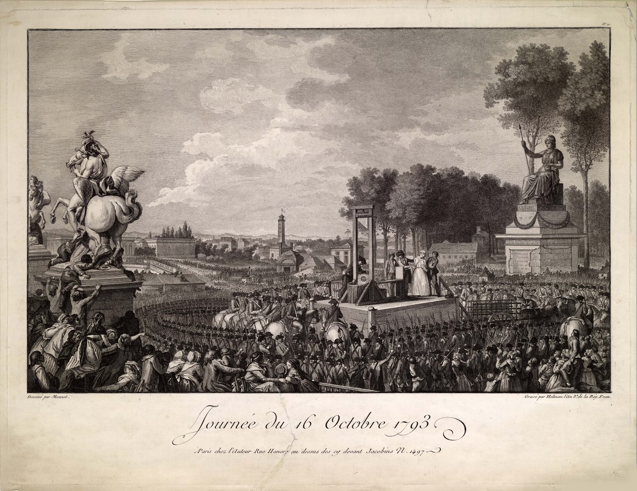 يوم 16 أكتوبر 1793 إعدام ماري أنطوانيت في 16 أكتوبر 1793 ، ج. 1795. بواسطة إيزيدور ستانيسلاس هيلمان