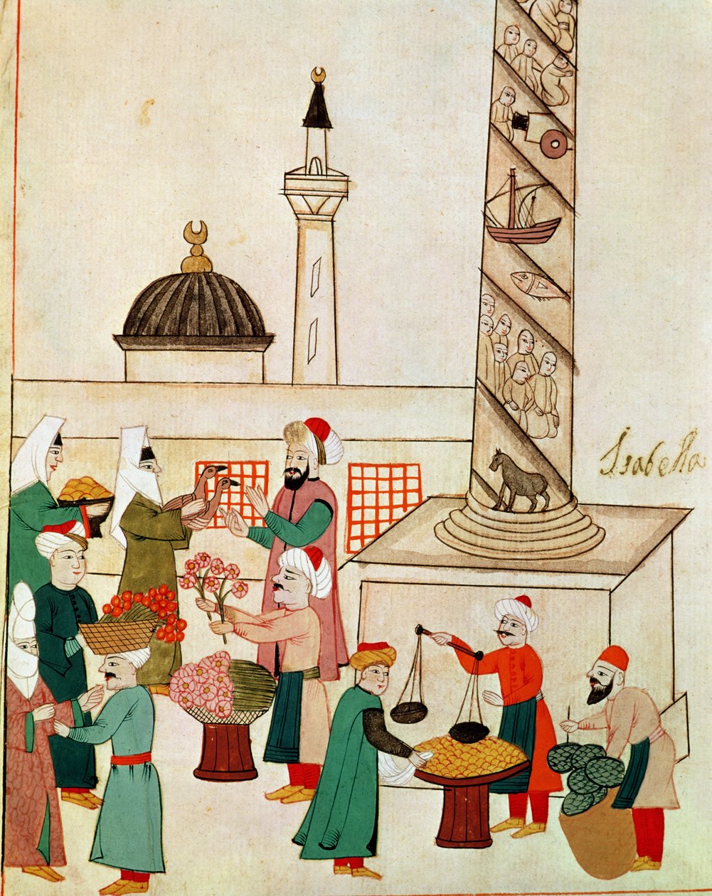 1671 أ بازار في اسطنبول ، ج .1580 بواسطة مدرسة إسلامية