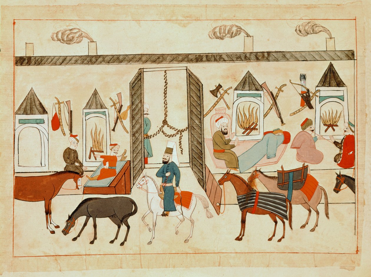 السيدة 1671 داخلي بقصر السلطان باسطنبول ، حوالي 1580 بواسطة مدرسة إسلامية