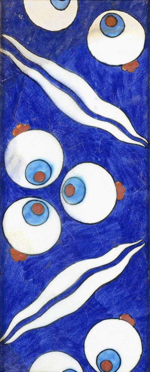 بلاط إيزنيك من الفخار ، مع دوائر ثلاثية ثلاثية جريئة وموجات مزدوجة ، c. 1570 بواسطة مدرسة إسلامية