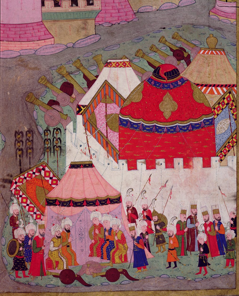 TSM H.1524 حصار فيينا لسليمان الأول (1494-1566) العظيم ، عام 1529 ، من "اسم المستخدم" بواسطة لقمان ، تفاصيل المعسكر العثماني ، 1588 بواسطة مدرسة إسلامية