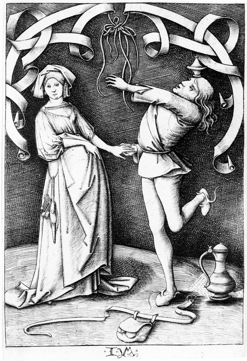 The Juggler and the Woman ، c.1495-1503 بواسطة إسرايل فان ميكنيم الأصغر