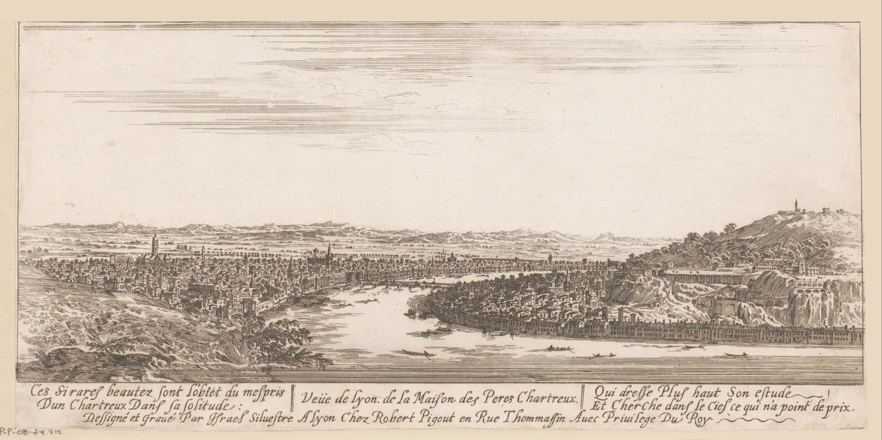 منظر ليون من دير كارثوسيان Veue de Lyon de la Maison des Peres Chartreux (العنوان على الكائن) بواسطة إسرائيل سيلفستر