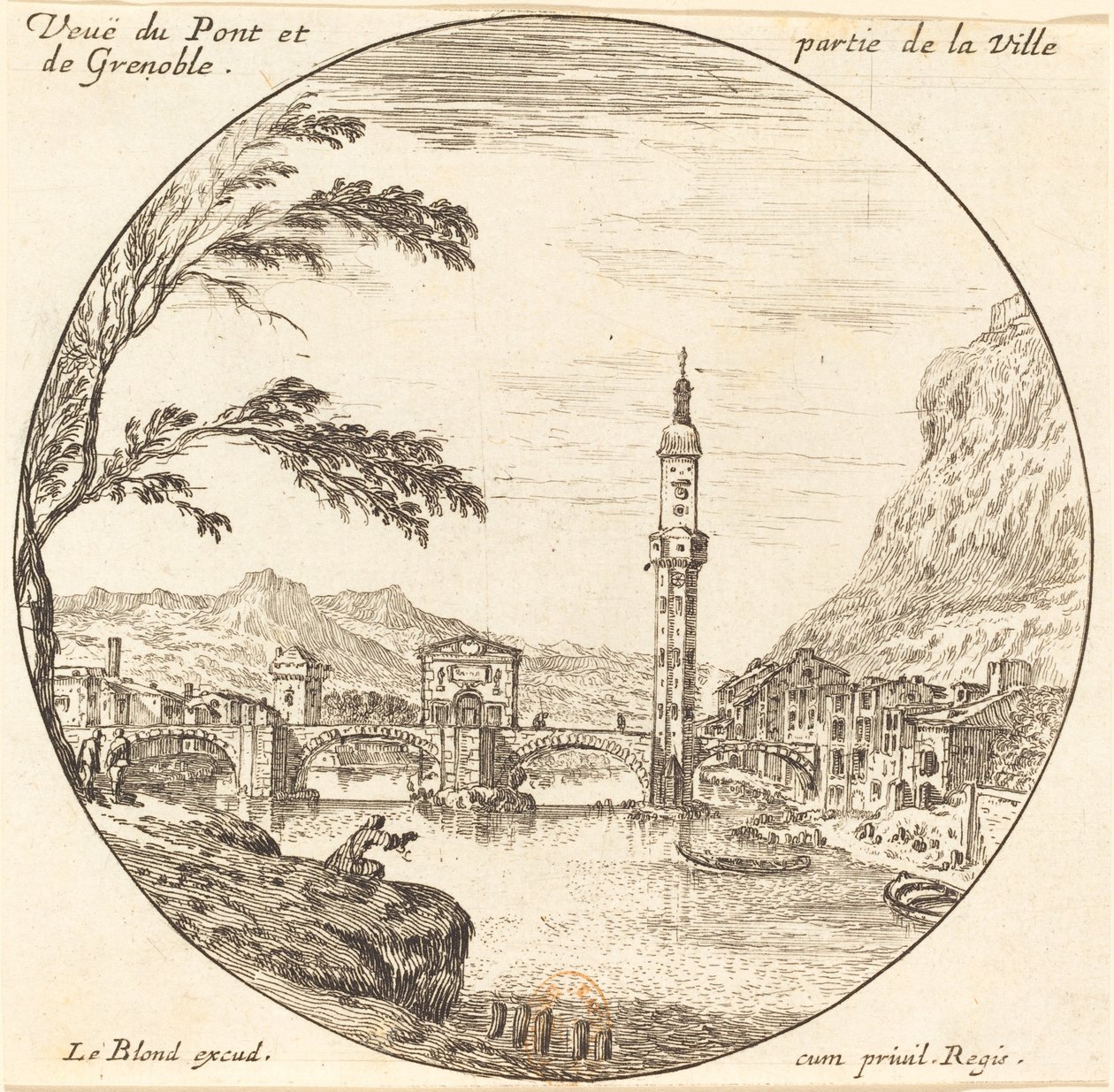Veue de Pont et partie de la Ville de Grenoble بواسطة إسرائيل سيلفستر