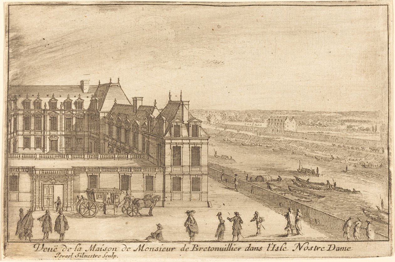 Veue de la Maison de Monsieur de Bretonuillerdans l'Isle Nostre Dame بواسطة إسرائيل سيلفستر