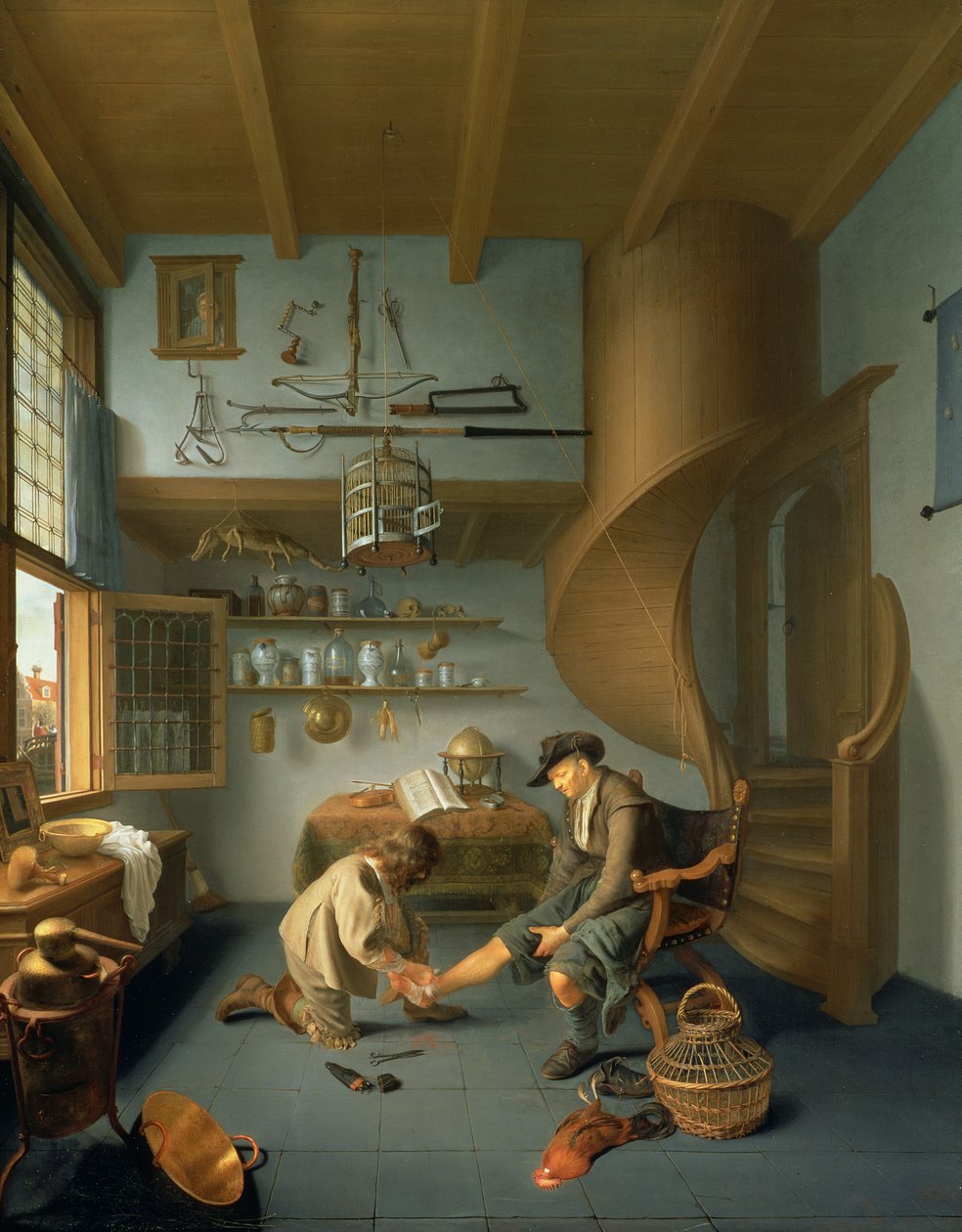 جراح حلاق يرعى قدم فلاح ، c.1650 (لوحة) بواسطة إسحاق كويديك