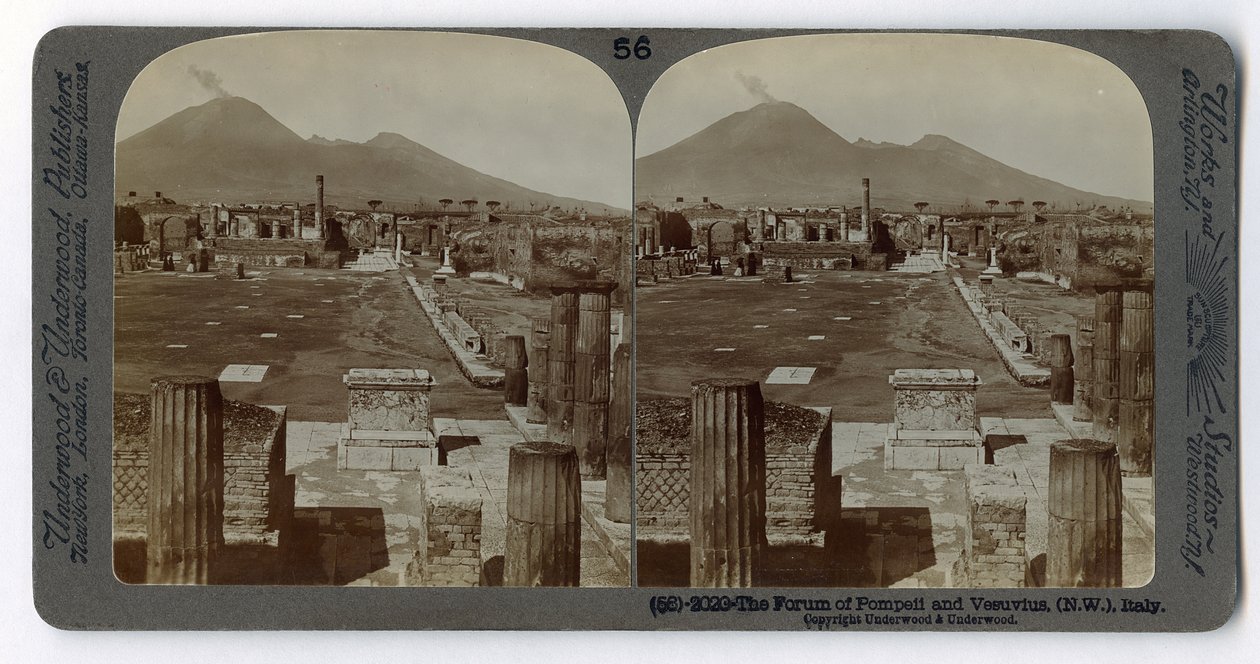 منتدى بومبي مع فيزوف في الخلفية ، من مكتبة أندروود للسفر ، 1895 (صورة بني داكن) بواسطة مصور إيطالي